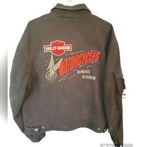 Harley Davidson vintage black canvas riding jacket